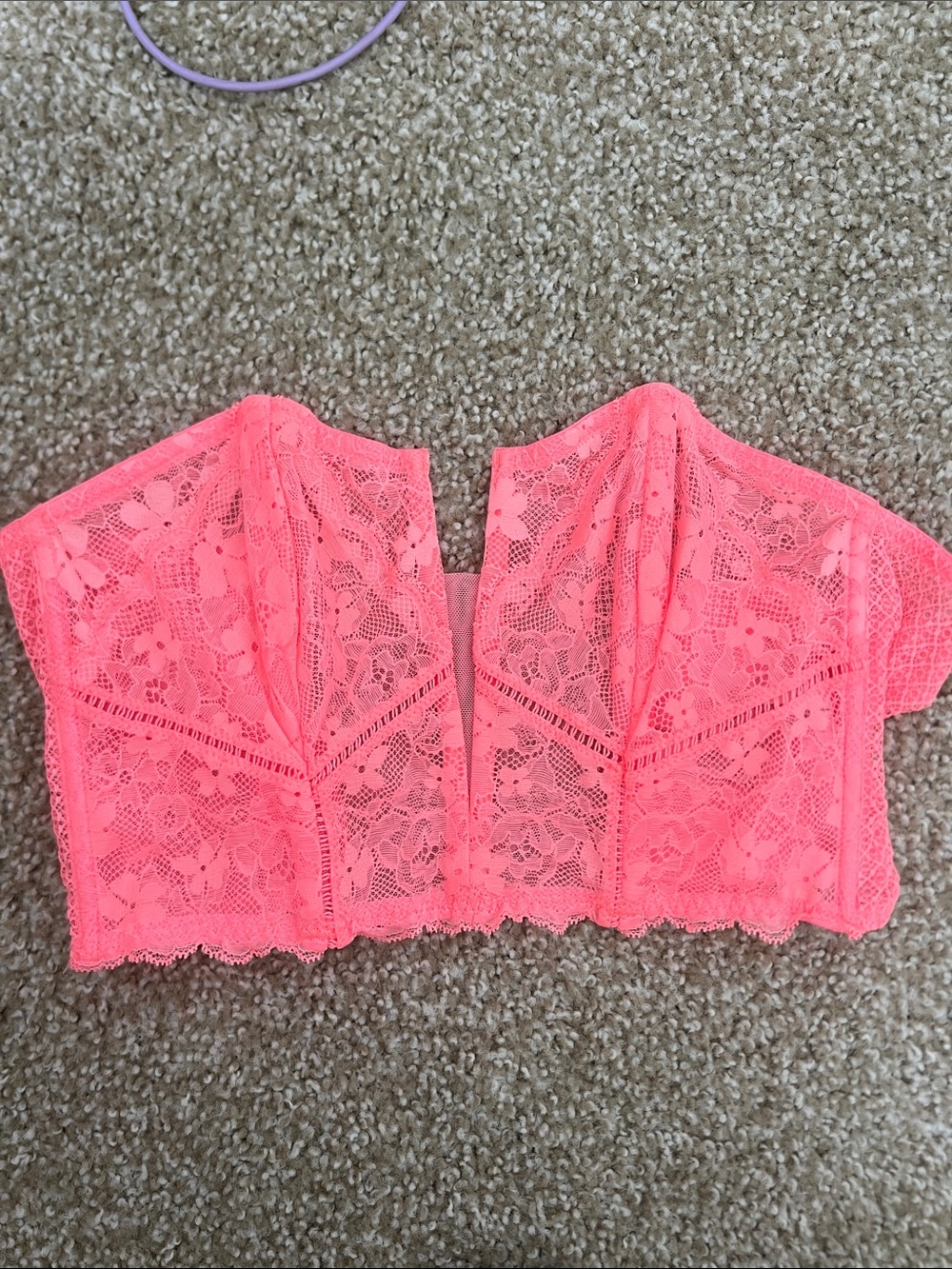 Victoria's Secret Neon Coral Lace Crop Top